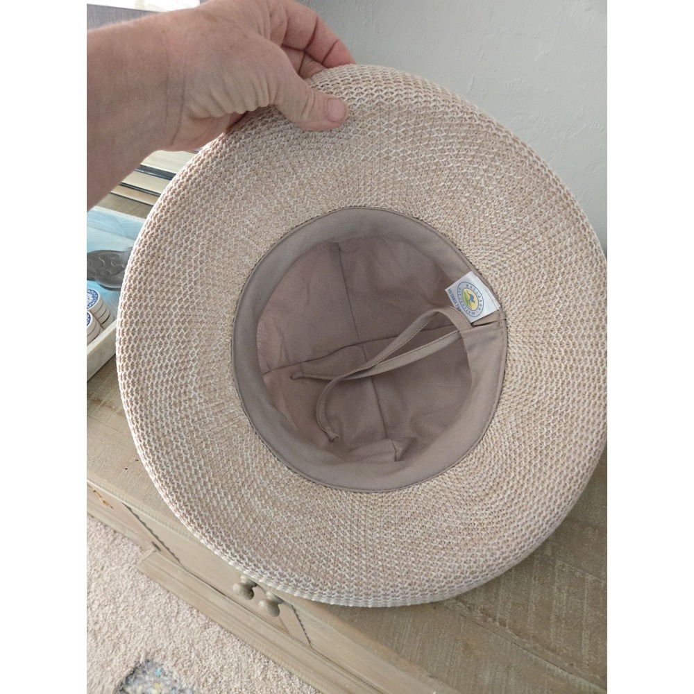 WALLAROO Victoria Brim Sun Hat Adjustable Drawstring Two Tone Beige Lightweight - Picture 8 of 8